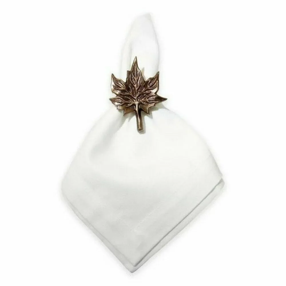 Thanksgiving Napkin Rings Fall Foliage Leaf in Copper Leaves Autumn Set of 4
